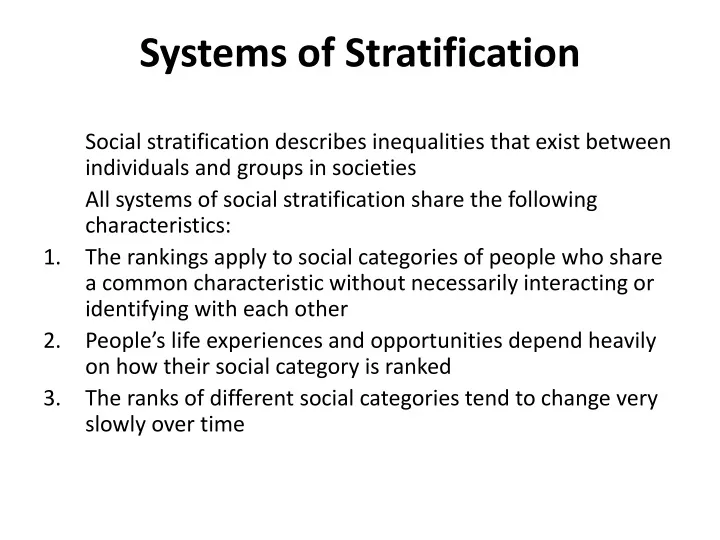 systems of stratification