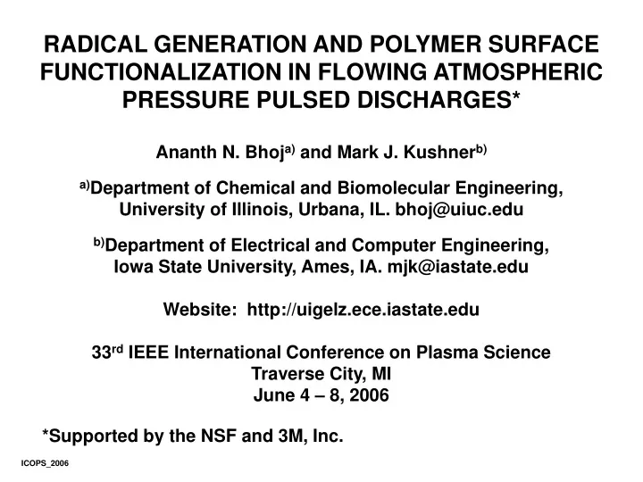 radical generation and polymer surface
