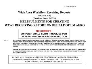 Wide Area Workflow Receiving Reports  (WAWF RR) (Previous Form DD250) HELPFUL HINTS FOR CREATING