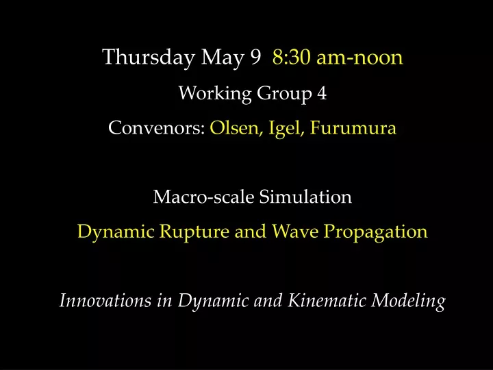 thursday may 9 8 30 am noon working group