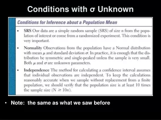 Conditions with  σ  Unknown
