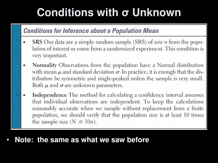 conditions with unknown