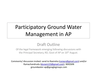 Participatory Ground Water Management in AP