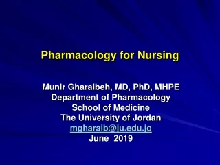 Pharmacology for Nursing