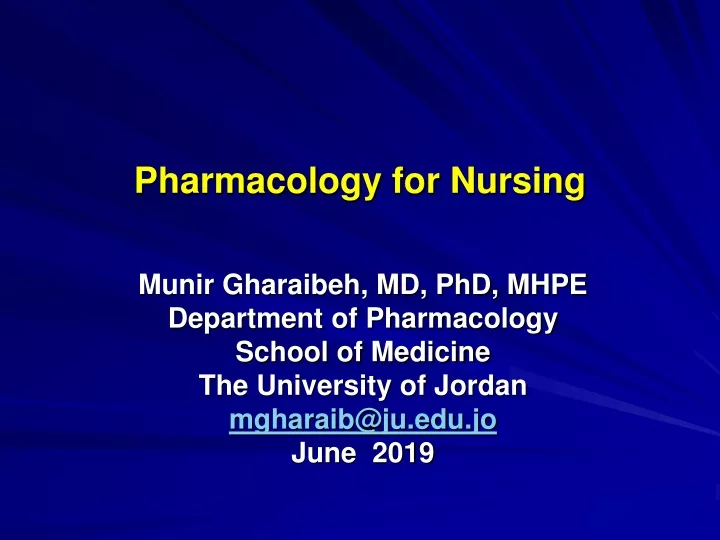 pharmacology for nursing