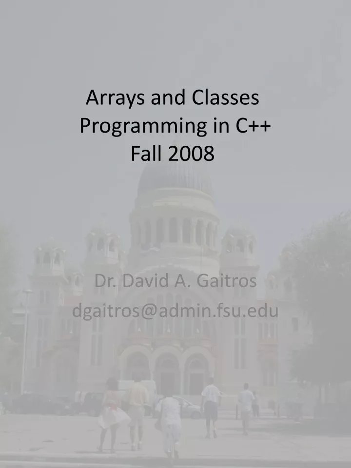 arrays and classes programming in c fall 2008