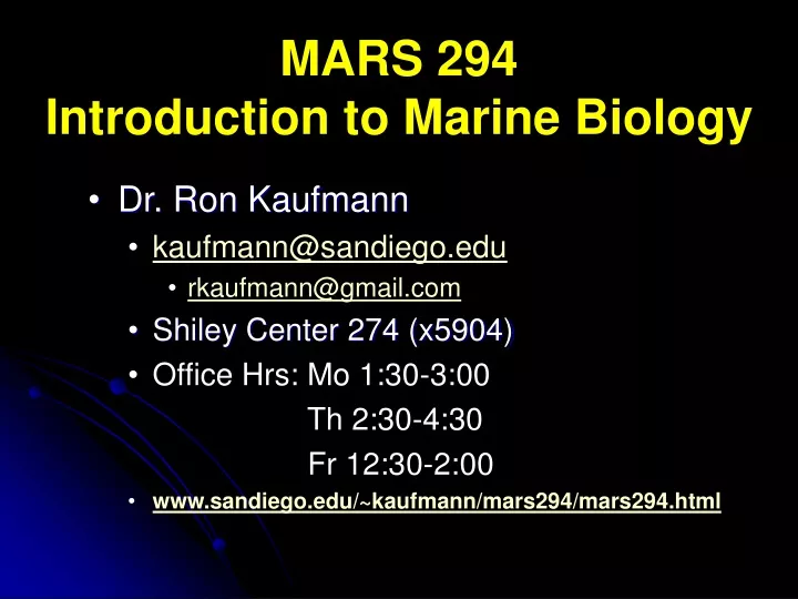mars 294 introduction to marine biology