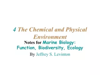 4  The Chemical and Physical Environment