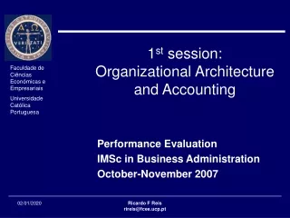 1 st  session: Organizational Architecture and Accounting