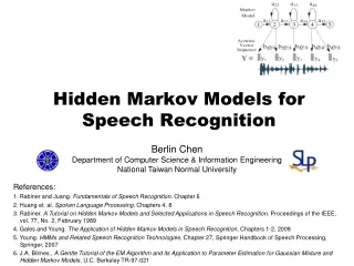 Hidden Markov Models for Speech Recognition