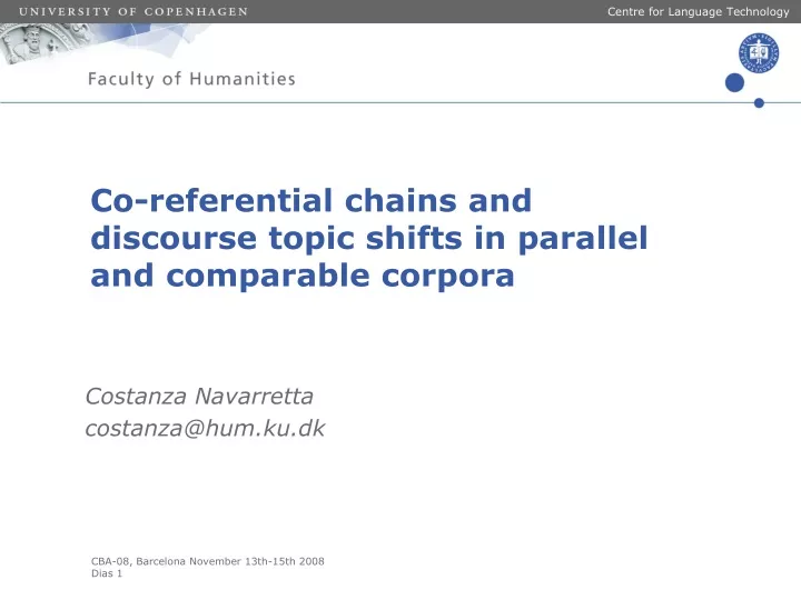 co referential chains and discourse topic shifts in parallel and comparable corpora