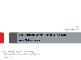 Bus Passenger Survey - spring 2017 results West Midlands area