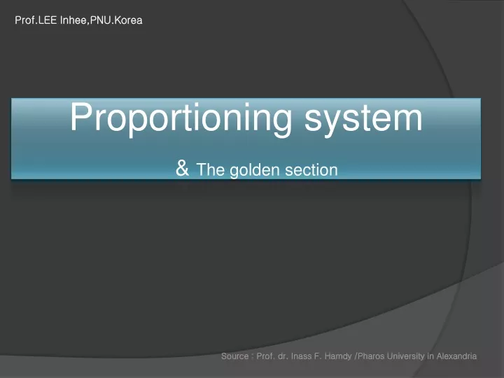 proportioning system the golden section