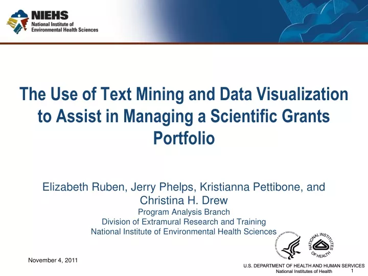 the use of text mining and data visualization to assist in managing a scientific grants portfolio