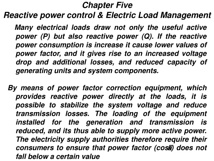 chapter five reactive power control electric load management
