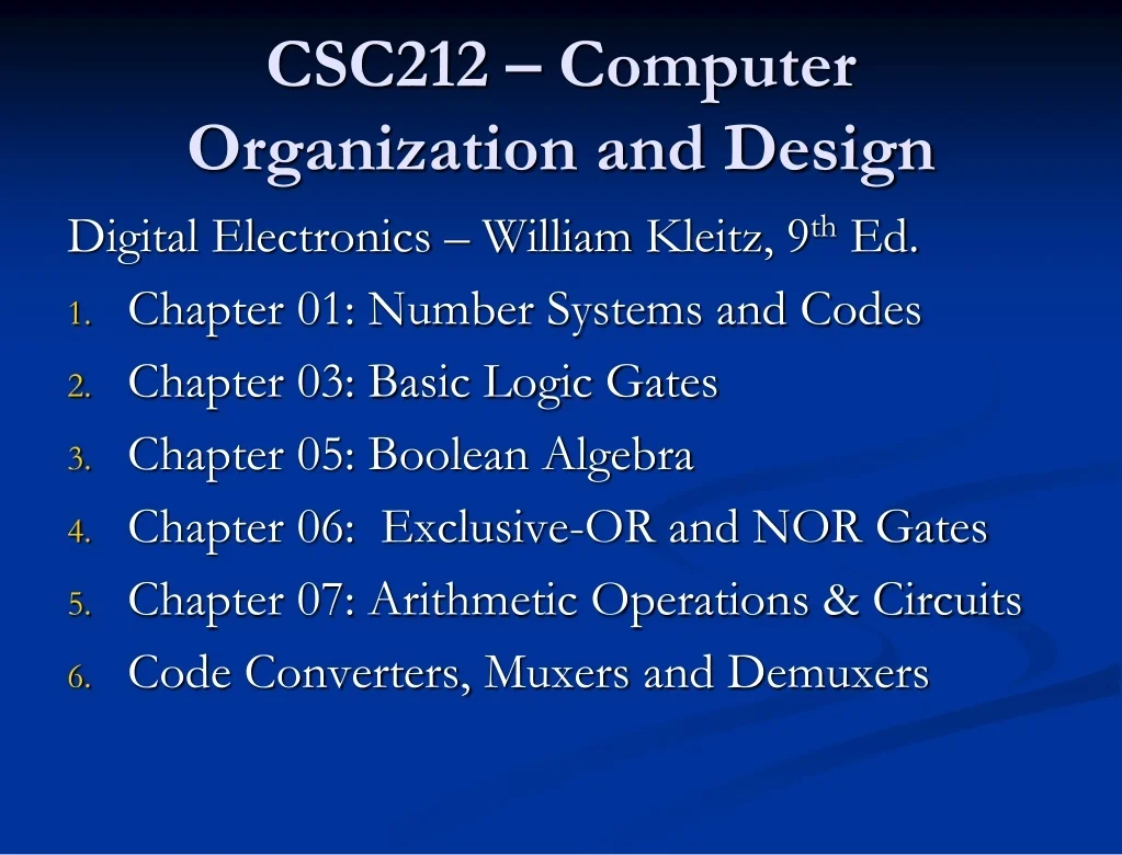 PPT - CSC212 – Computer Organization and Design PowerPoint Presentation ...