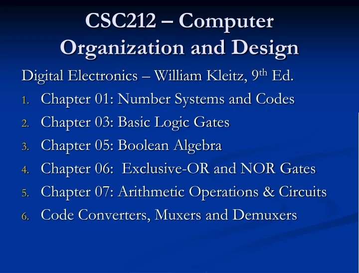 csc212 computer organization and design