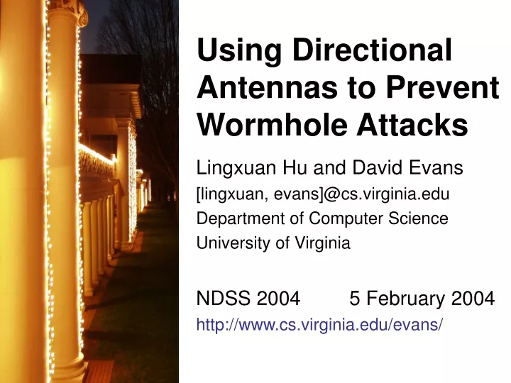 using directional antennas to prevent wormhole