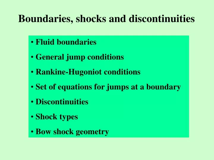 boundaries shocks and discontinuities