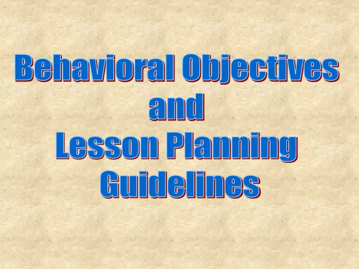 behavioral objectives and lesson planning