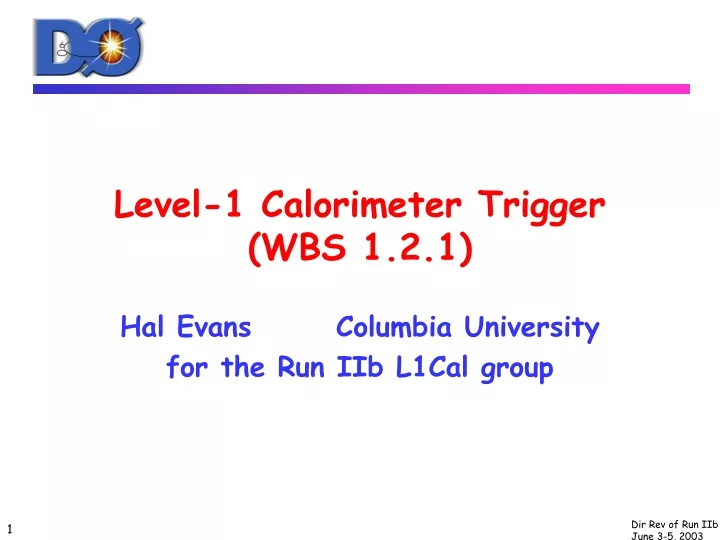 level 1 calorimeter trigger wbs 1 2 1