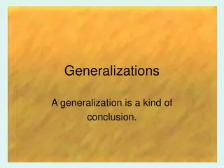 Generalizations