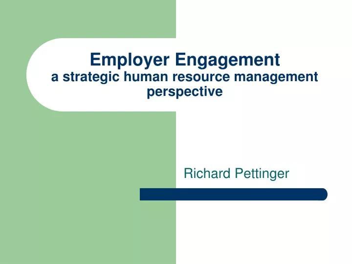 employer engagement a strategic human resource management perspective