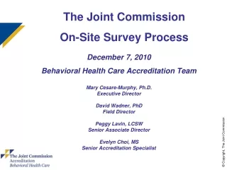 The Joint Commission  On-Site Survey Process