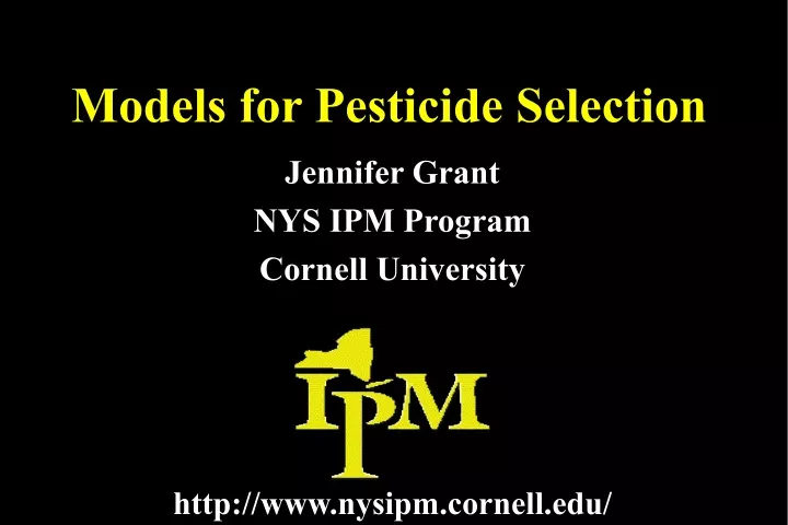 models for pesticide selection