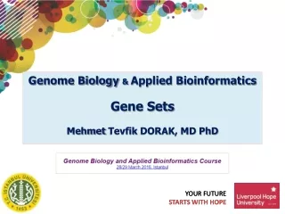 Genome Biology  &amp;  Applied Bioinformatics Gene Sets Mehmet  Tevfik  DORAK, MD  PhD