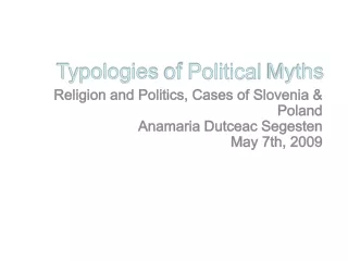 Typologies  of  Political Myths