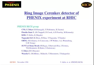 Ring Image Cerenkov detector of PHENIX experiment at RHIC