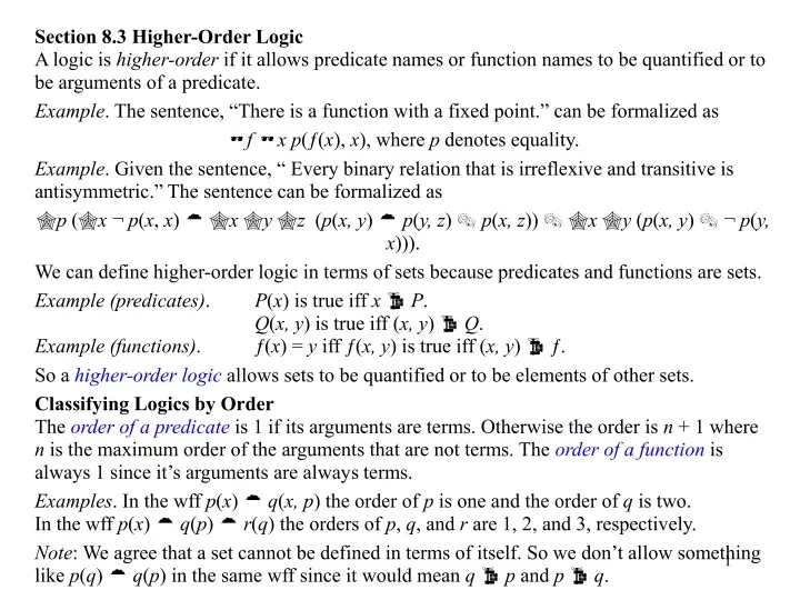 section 8 3 higher order logic a logic is higher