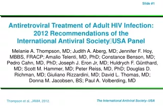 Antiretroviral Treatment of Adult HIV Infection: 2012 Recommendations of the
