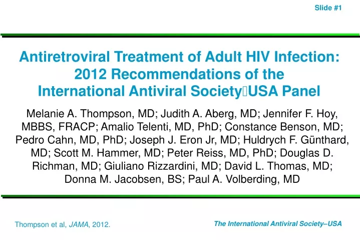 antiretroviral treatment of adult hiv infection