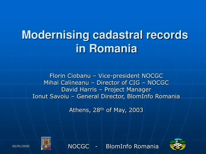 modernising cadastral records in romania