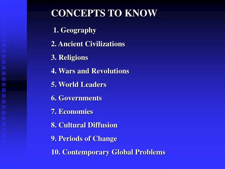 concepts to know 1 geography 2 ancient