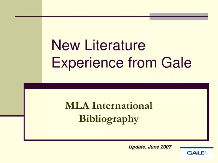 new literature experience from gale