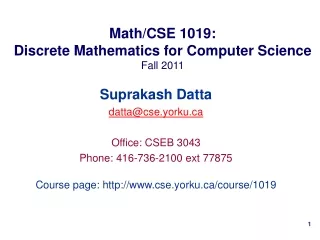 Math/CSE 1019: Discrete Mathematics for Computer Science Fall 2011