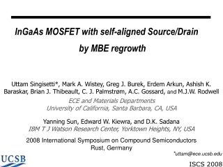 InGaAs MOSFET with self-aligned Source/Drain  by MBE regrowth