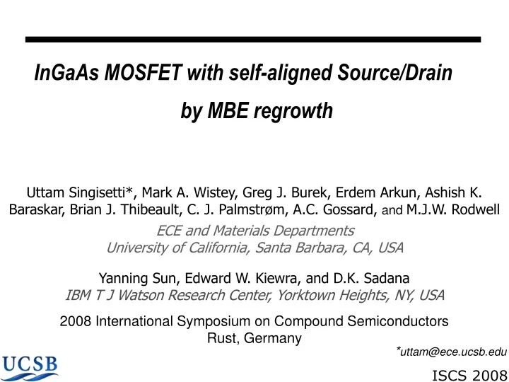 ingaas mosfet with self aligned source drain