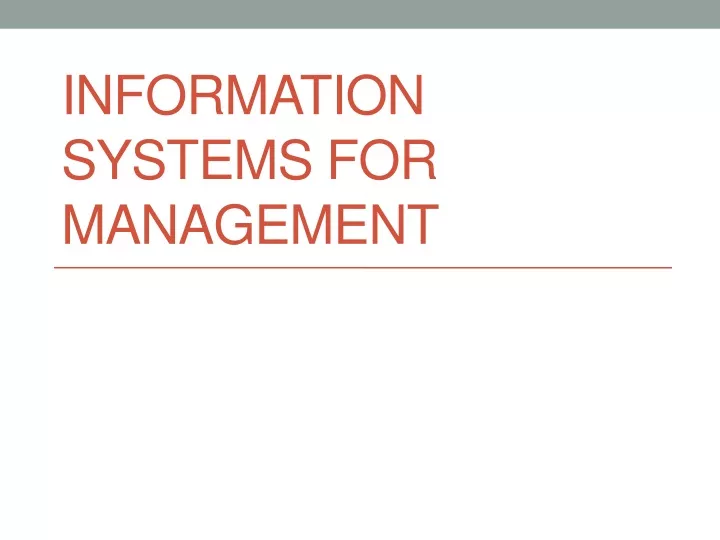 information systems for management