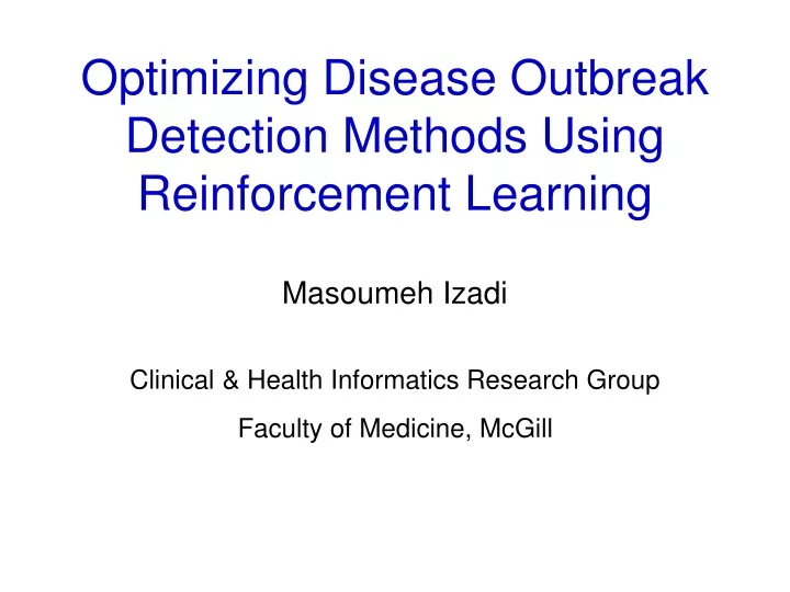 optimizing disease outbreak detection methods