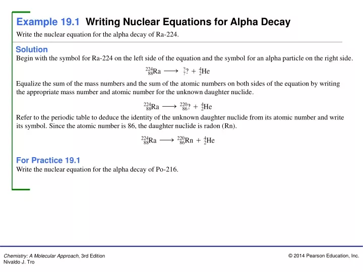 example 19 1 writing nuclear equations for alpha