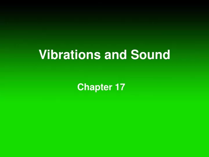 vibrations and sound