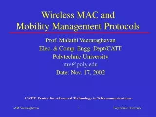 Wireless MAC and  Mobility Management Protocols