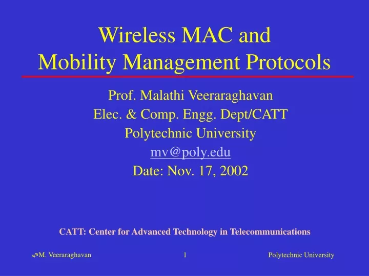 wireless mac and mobility management protocols