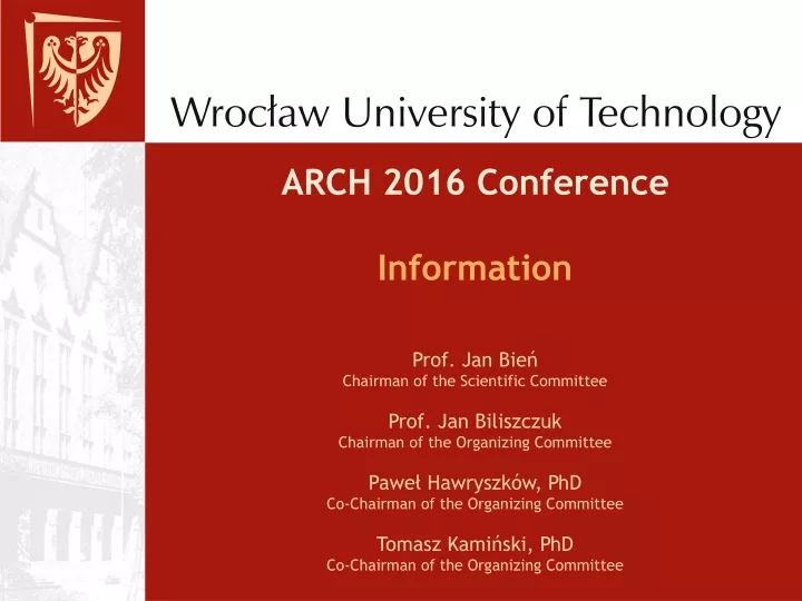 arch 2016 conference information