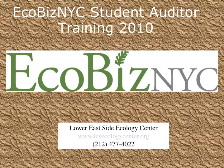 ecobiznyc student auditor training 2010