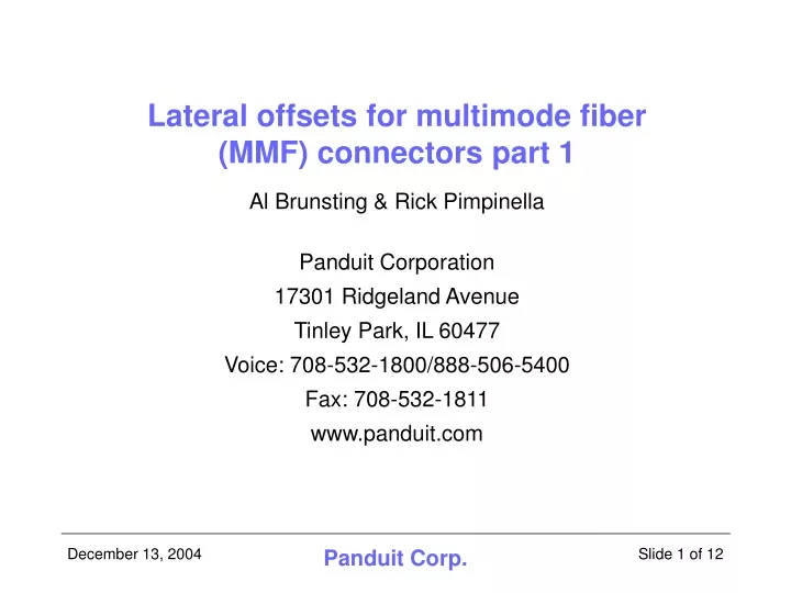 lateral offsets for multimode fiber